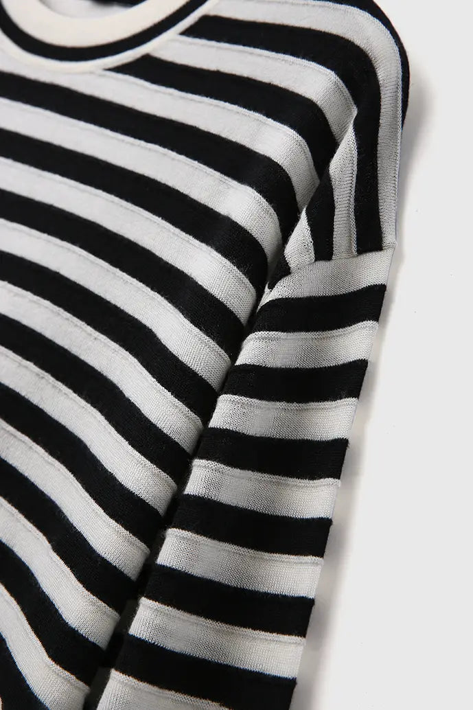 Oversized Long Sleeve Wool Stripe Shirt