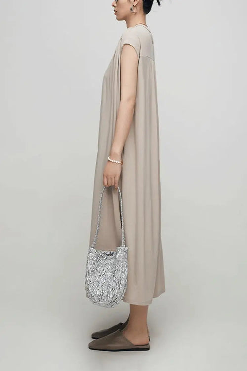 Acetate Shirt Dress | Oversized Padded Shoulder Sleeveless