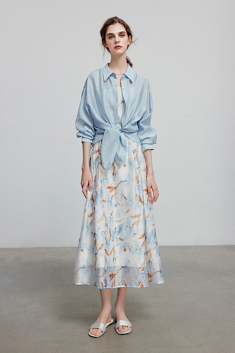 Oversized Sheer Acetate-Lyocell Beach Shirt with Back Slit