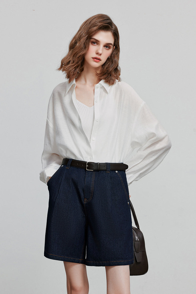 Oversized Sheer Acetate-Lyocell Beach Shirt with Back Slit