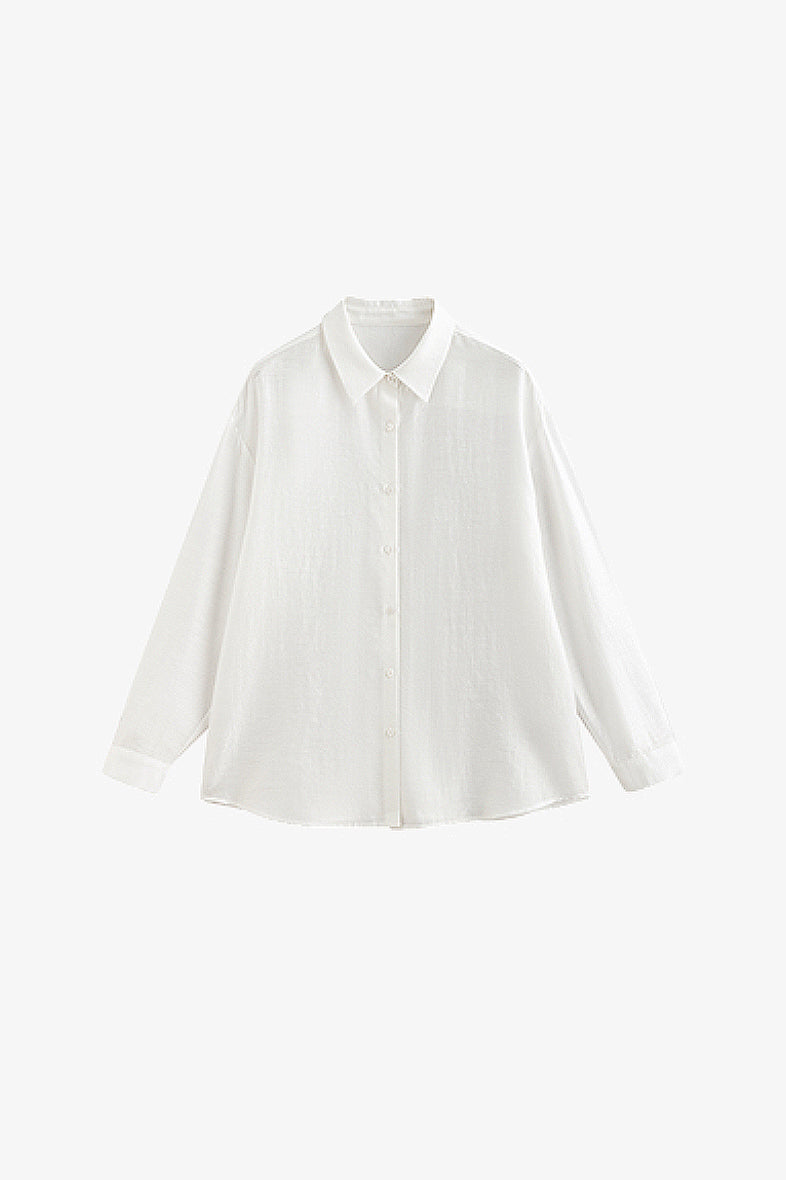 Oversized Sheer Acetate-Lyocell Beach Shirt with Back Slit