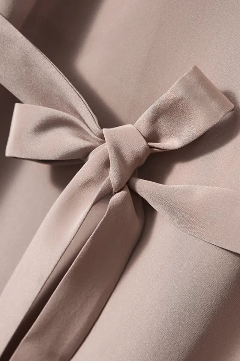 Pink 30MM Silk Crepe Belted Midi Dress