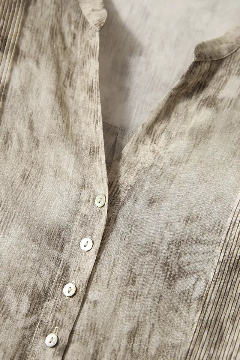 Ramie Beige Tie Dye Sheer Shirt