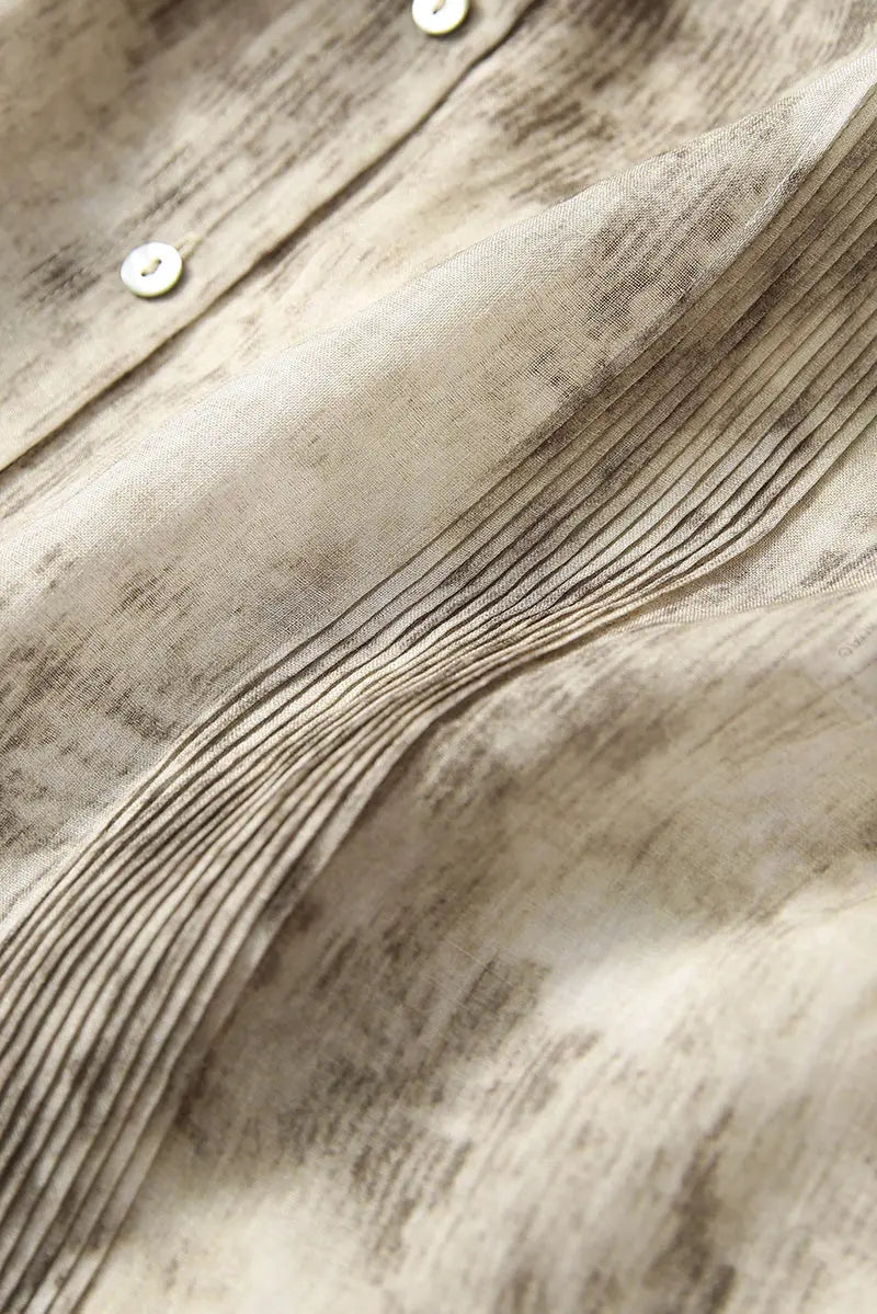 Ramie Beige Tie Dye Sheer Shirt