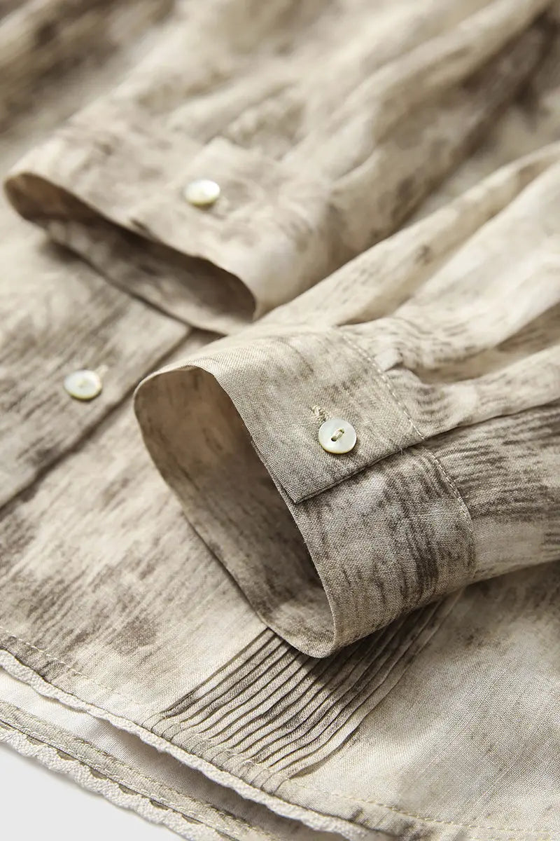 Ramie Beige Tie Dye Sheer Shirt