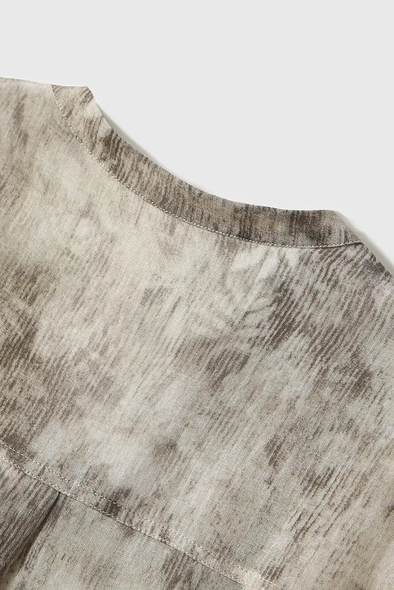 Ramie Beige Tie Dye Sheer Shirt