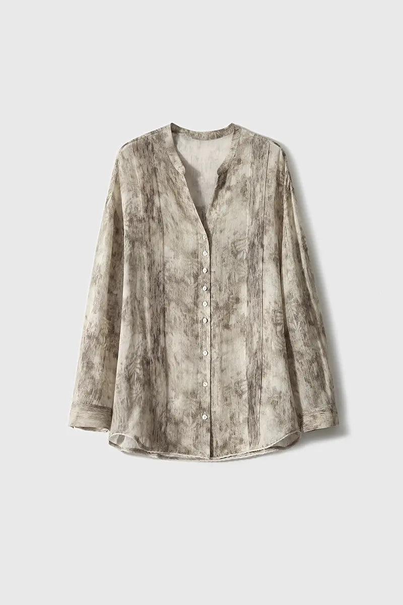 Ramie Beige Tie Dye Sheer Shirt