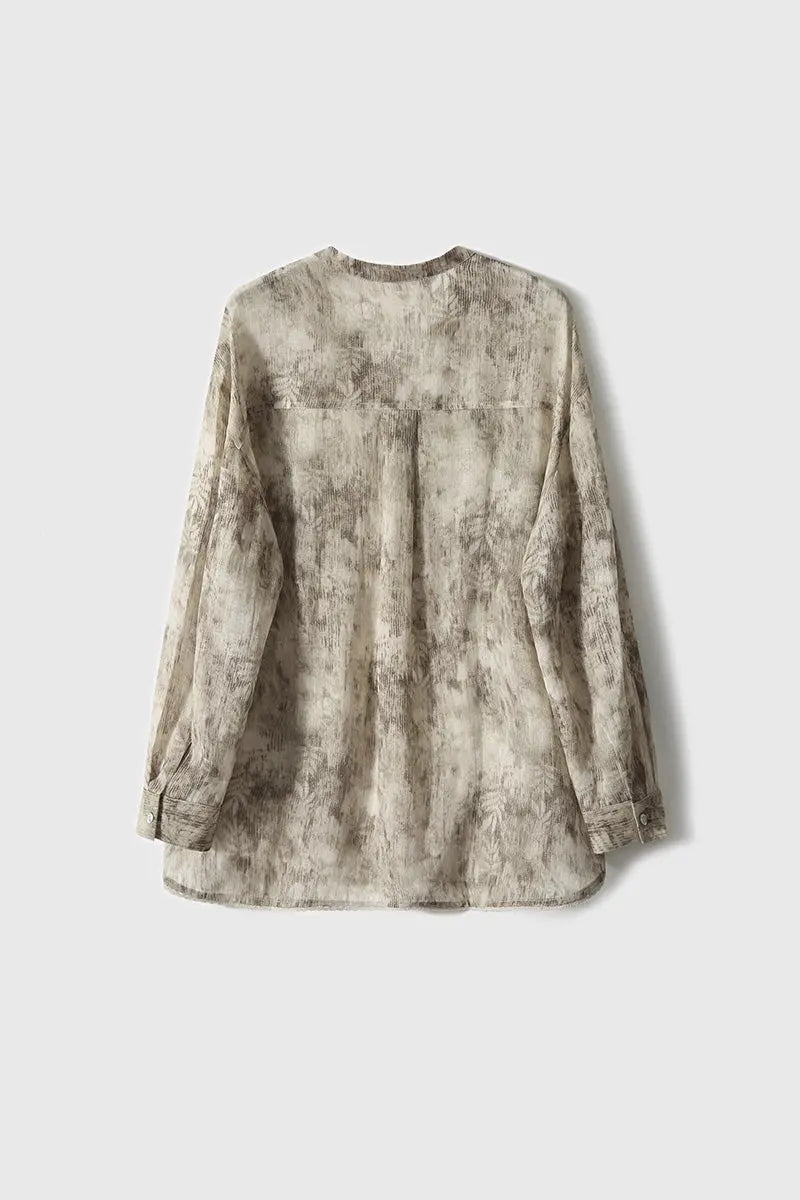 Ramie Beige Tie Dye Sheer Shirt