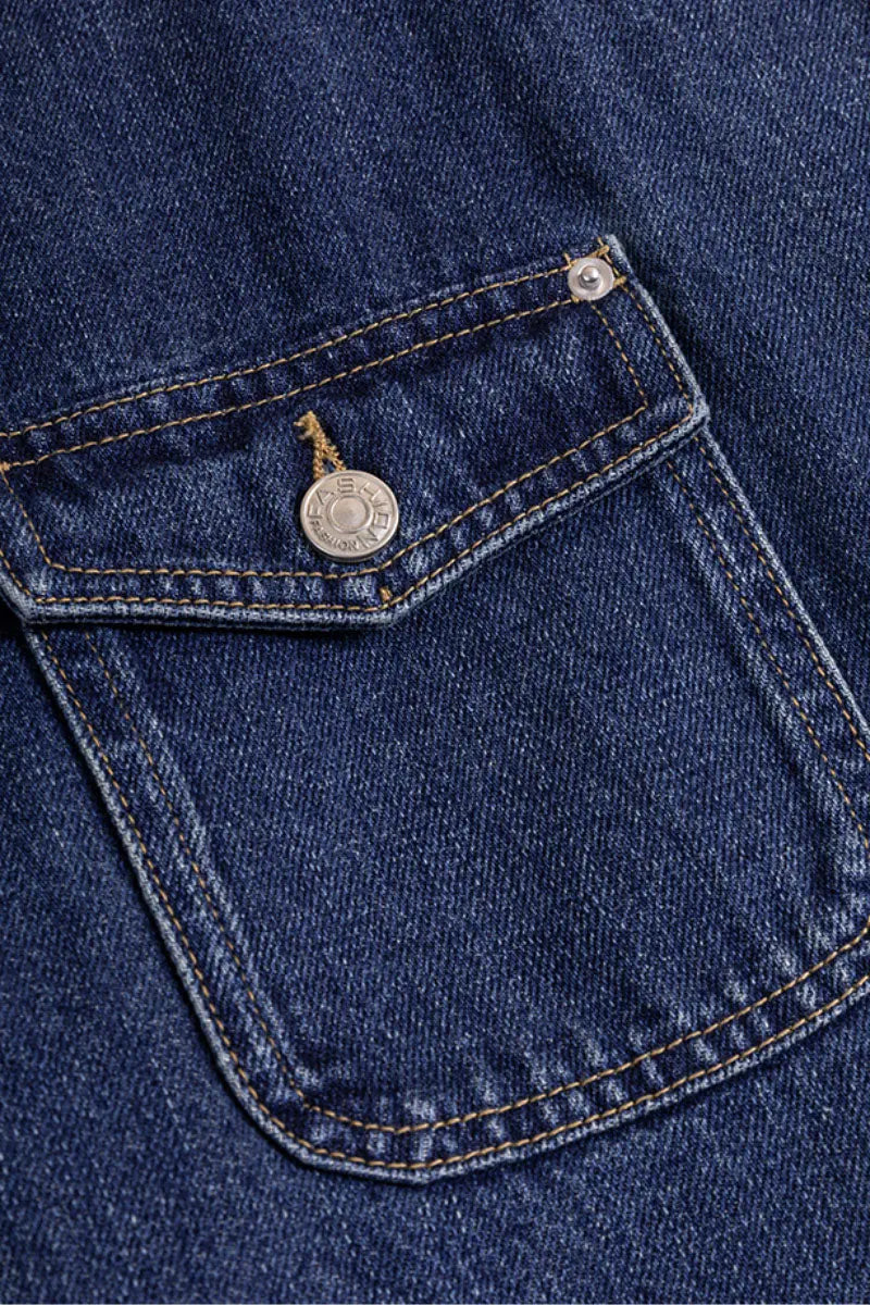 Relaxed Mid-Length Utility Denim Shirt Jacket
