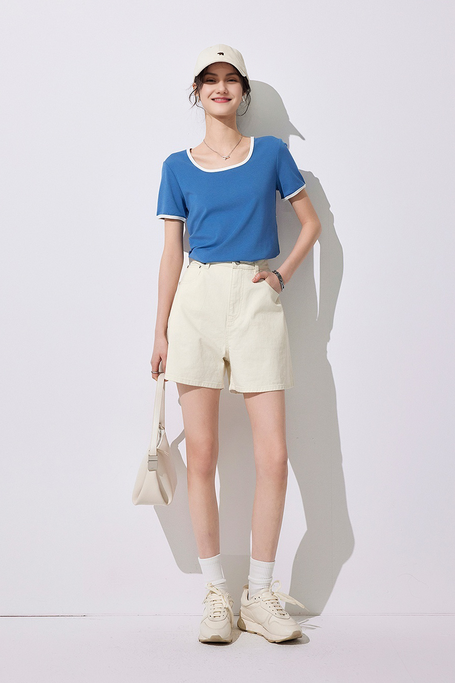 Retro Bermuda High Waisted Denim Shorts