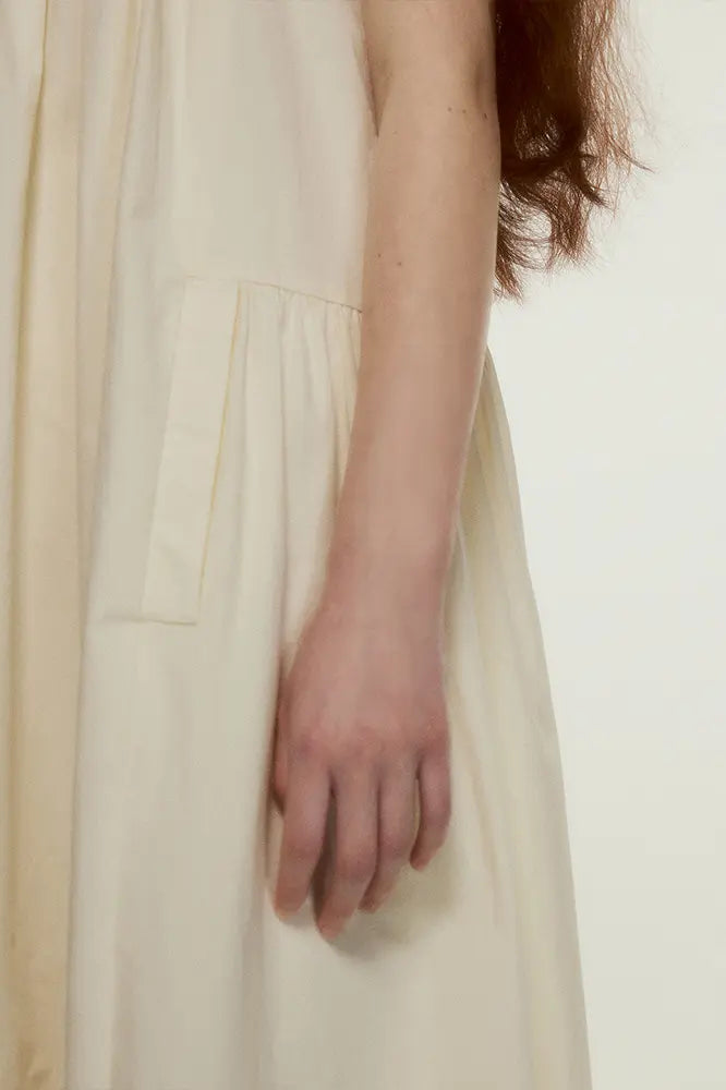 Rib Knit Collar Creamy White Midi Dress