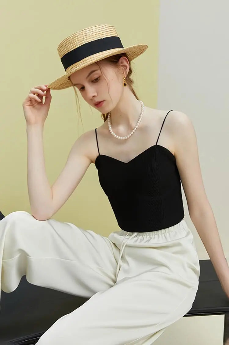 Ribbed Cropped Cami Top with Bra