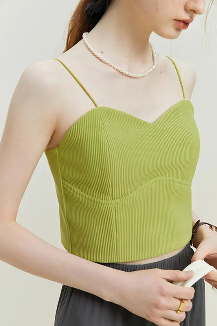 Ribbed Cropped Cami Top with Bra