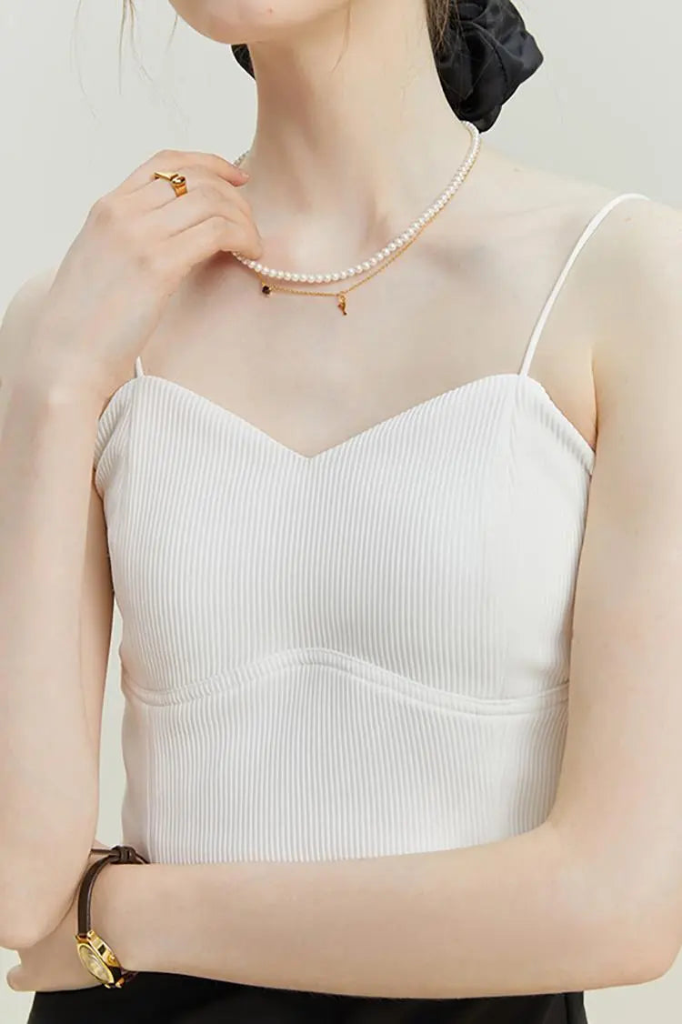 Ribbed Cropped Cami Top with Bra