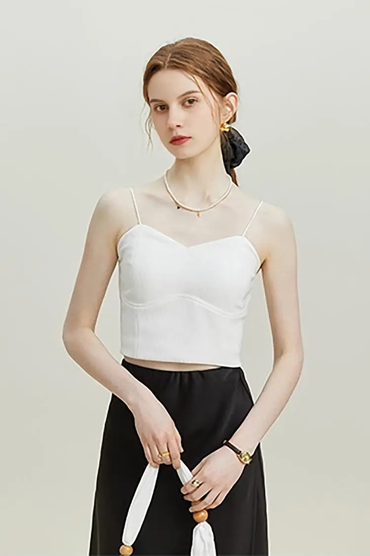 Ribbed Cropped Cami Top with Bra