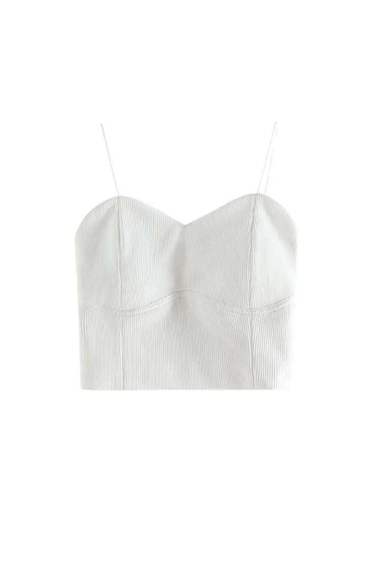 Ribbed Cropped Cami Top with Bra
