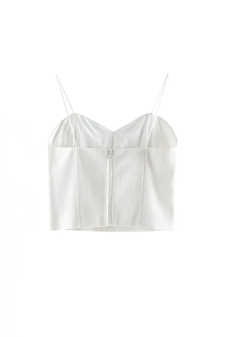 Ribbed Cropped Cami Top with Bra