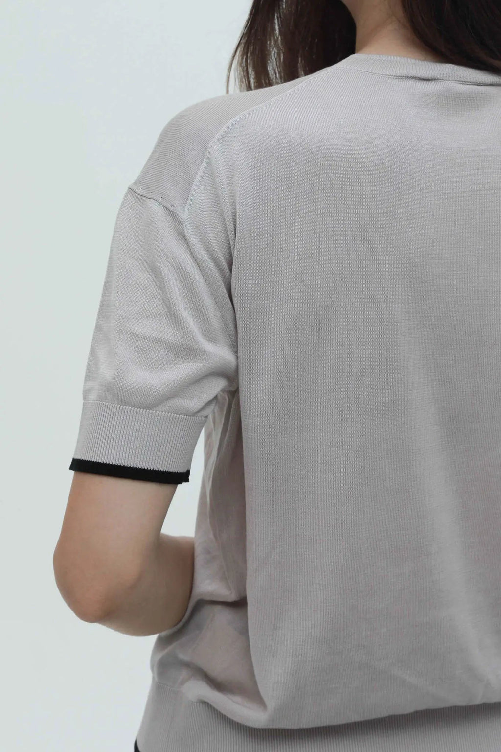 Short Sleeve Silk Knitted Ribbed Shirt