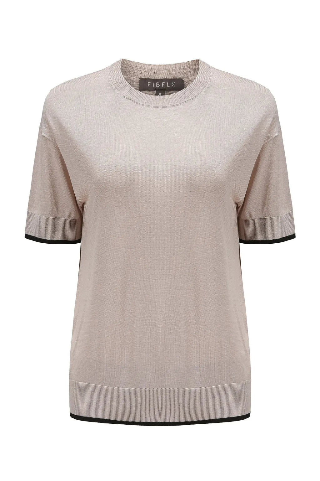 Short Sleeve Silk Knitted Ribbed Shirt