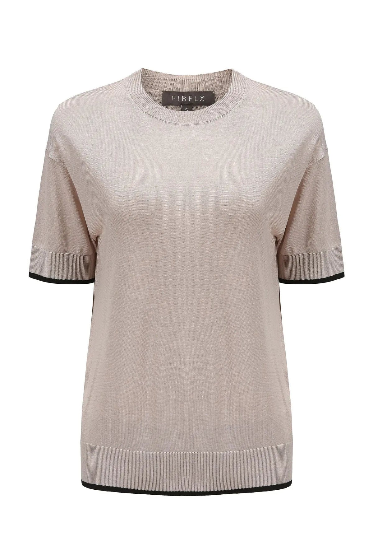 Short Sleeve Silk Knitted Ribbed Shirt