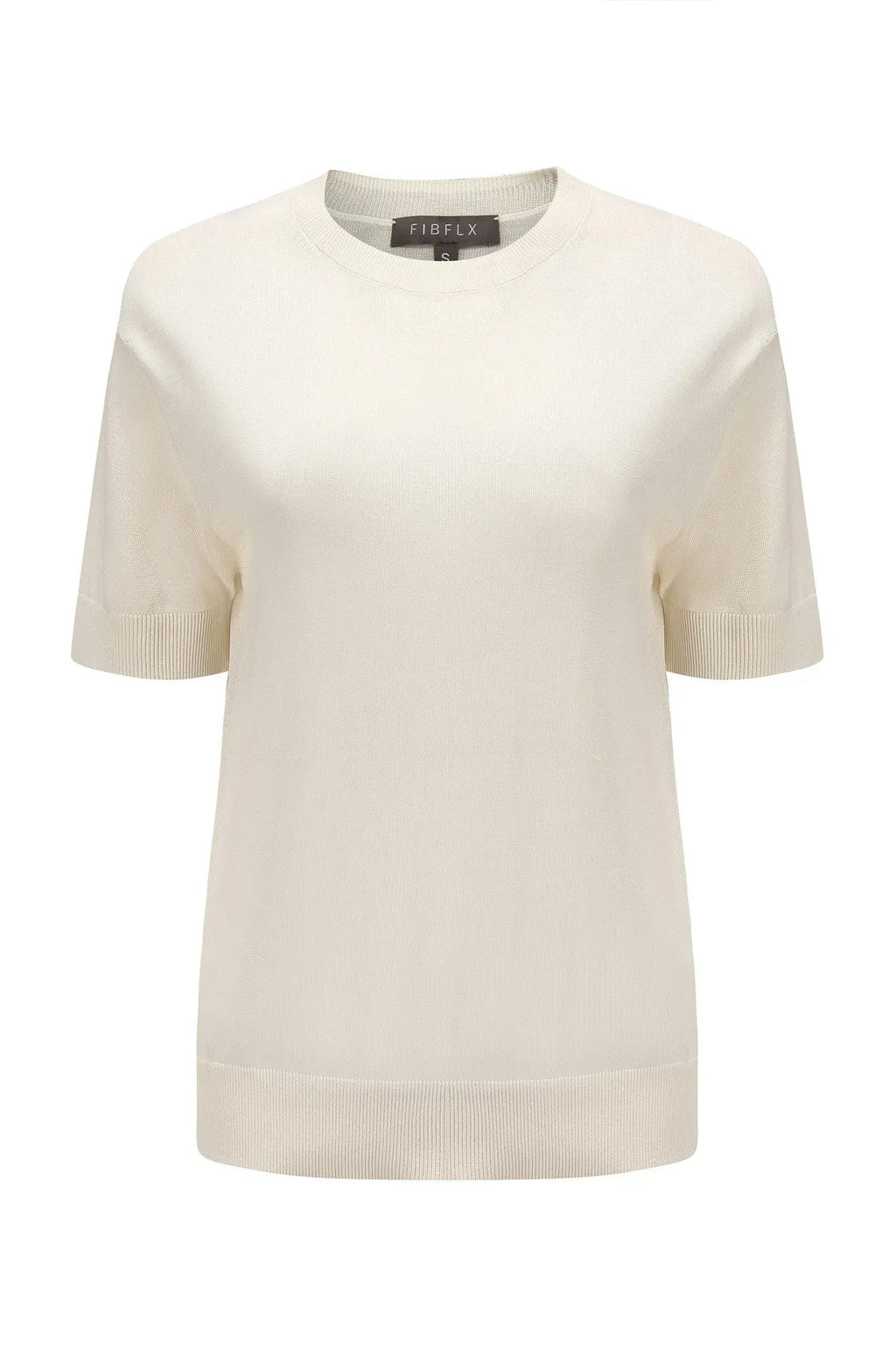 Short Sleeve Silk Knitted Ribbed Shirt