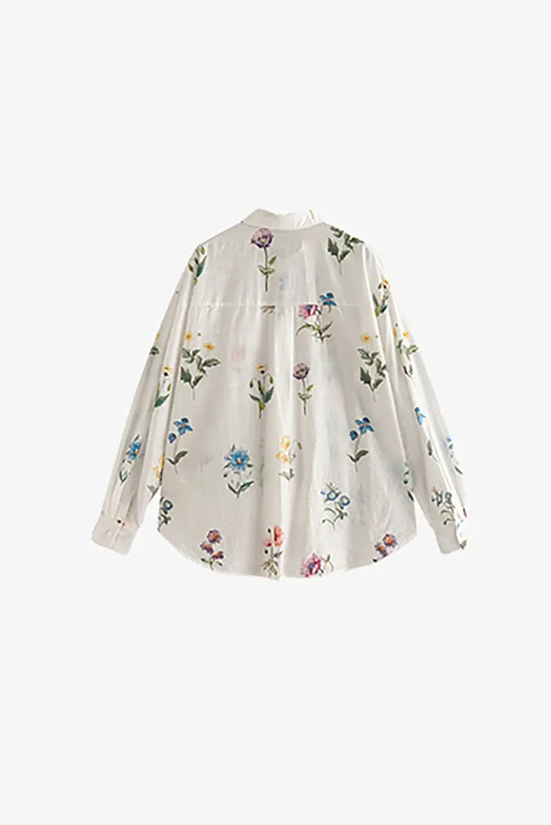 Sheer Floral Linen Button-Up Shirt