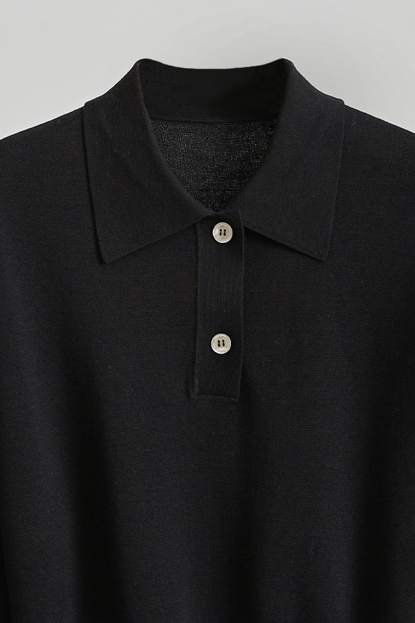Silk Blend Drop Shoulder Short Sleeve Knit Polo