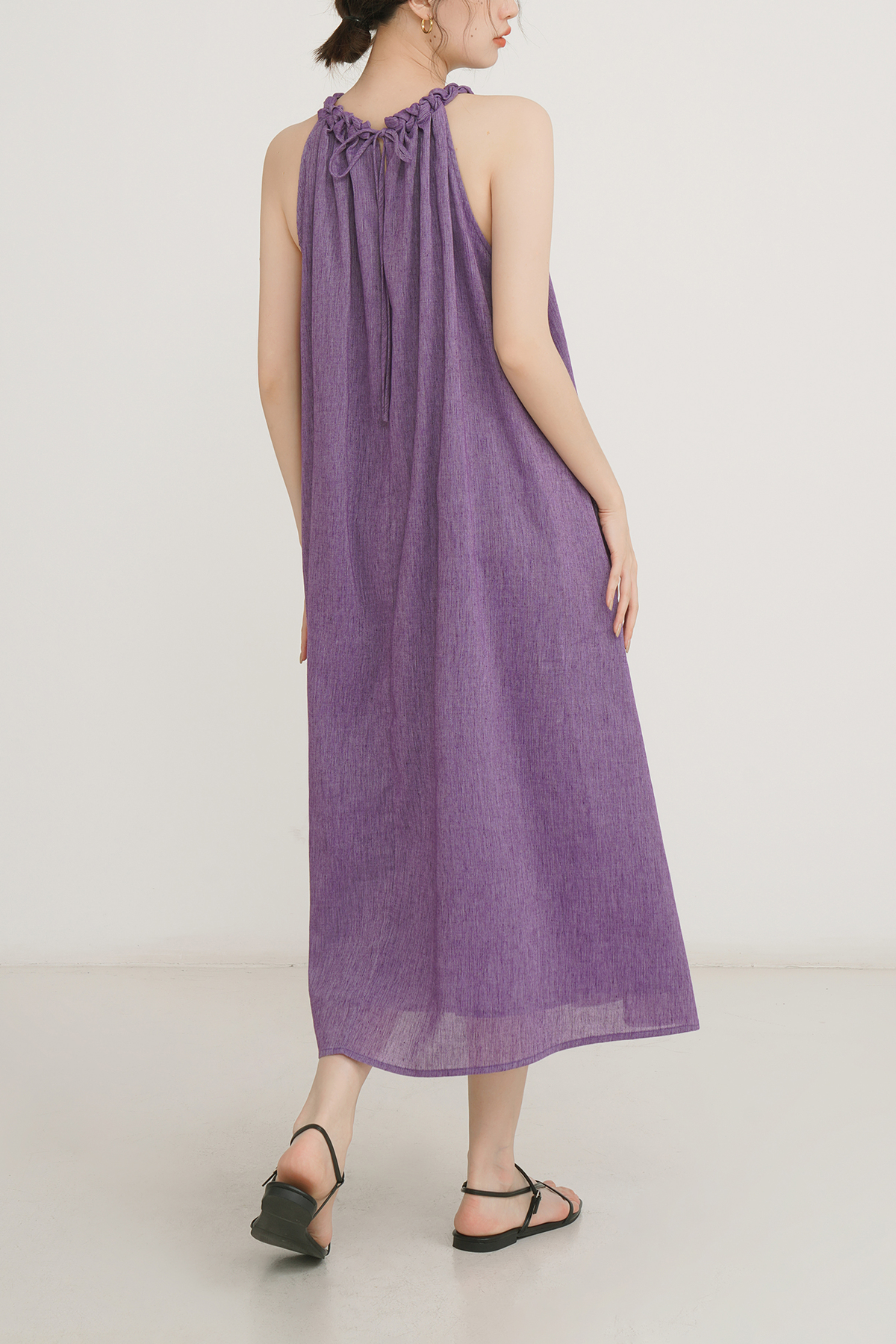 Sleeveless Linen Halter Summer Dress