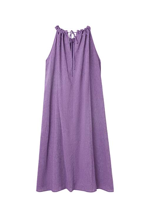Sleeveless Linen Halter Summer Dress