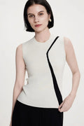 Slim Fit Linen Blend Colorblock Tank Top