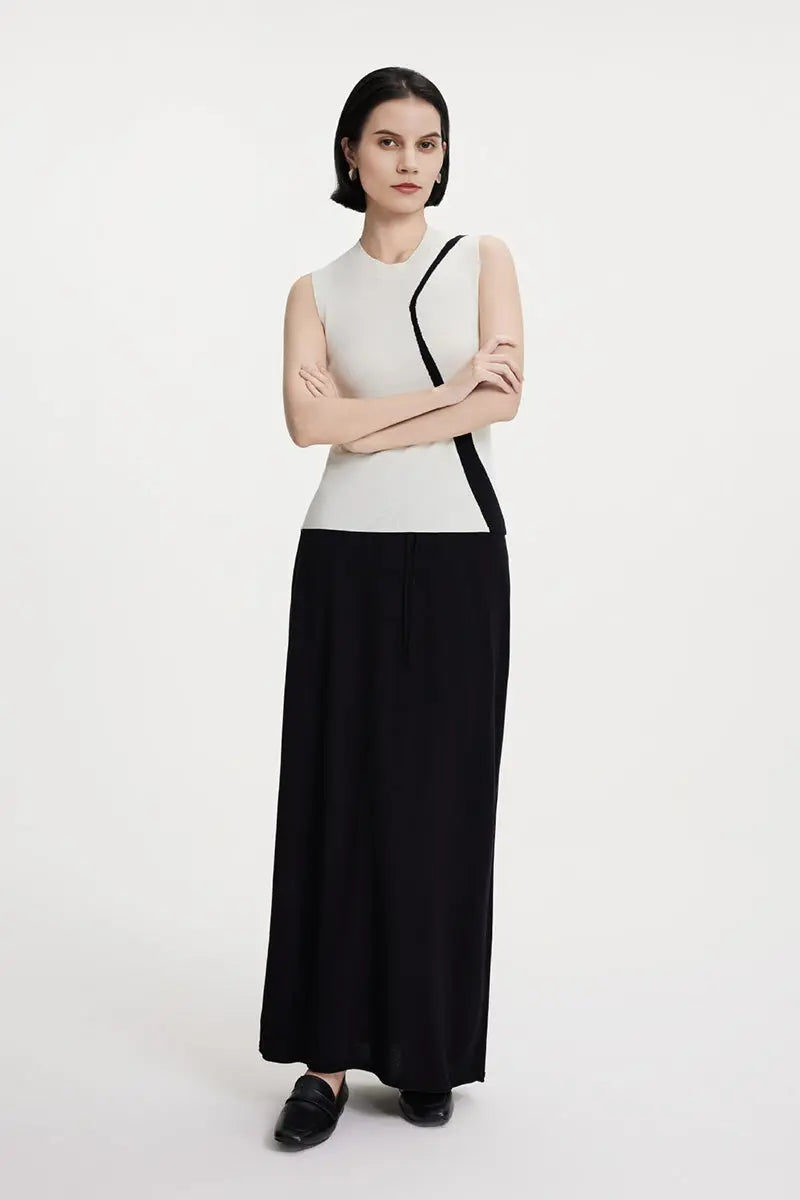 Slim Fit Linen Blend Colorblock Tank Top