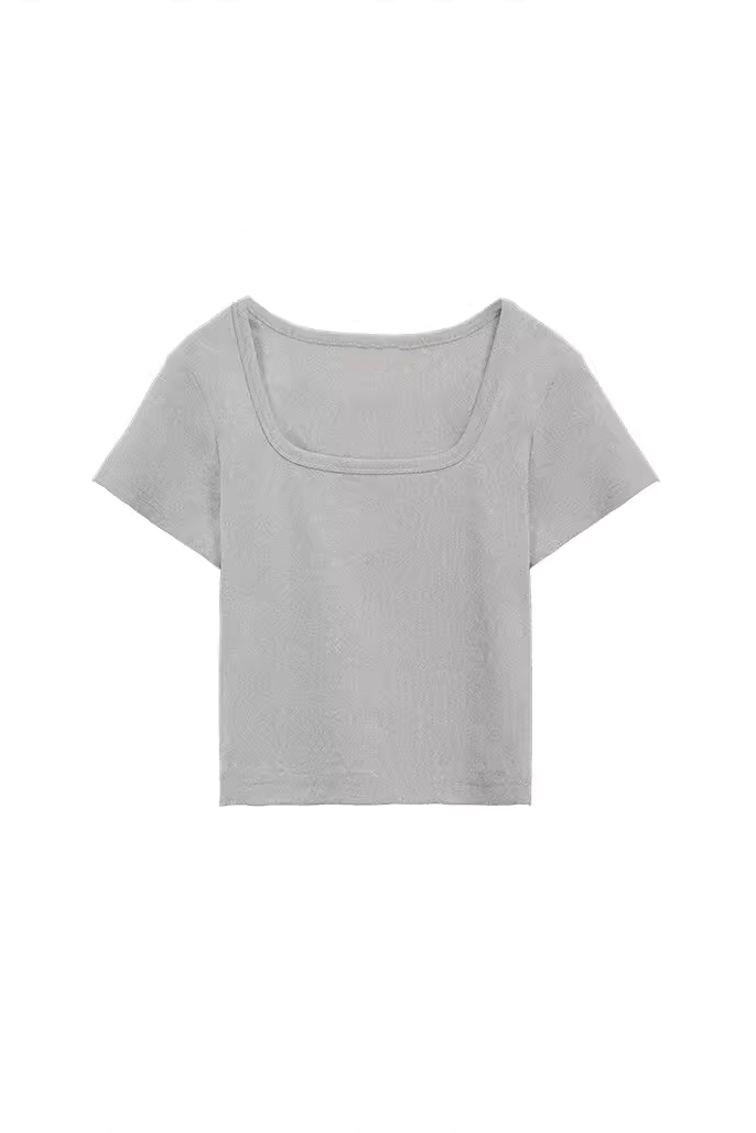 Slim Fit Scoop Neck Cropped T-Shirt