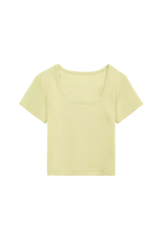 Slim Fit Scoop Neck Cropped T-Shirt