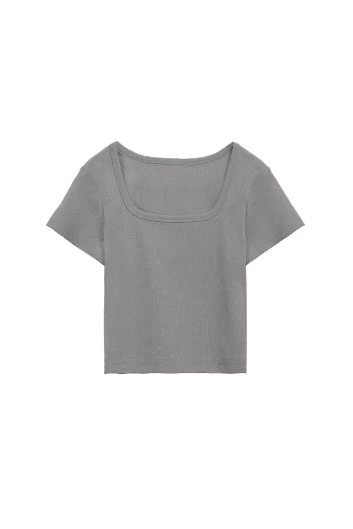 Slim Fit Scoop Neck Cropped T-Shirt