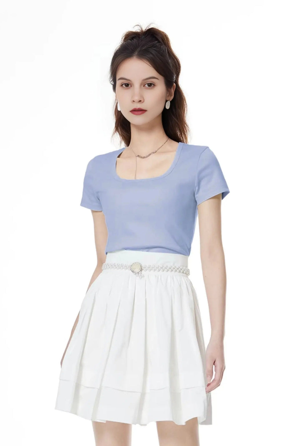 Slim Fit Scoop Neck Cropped T-Shirt