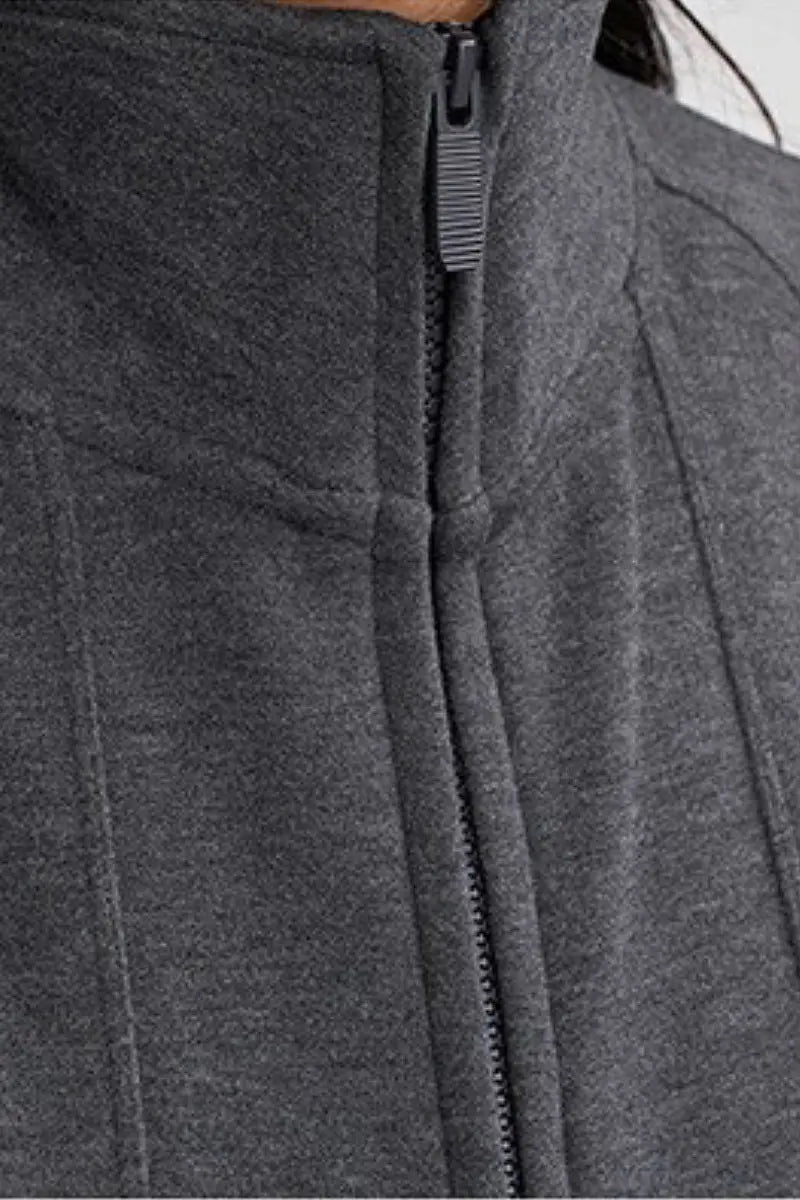 Soft Acetate-Cashmere Blend Double Zip Funnel Neck Sweatshirt with Thumb Holes