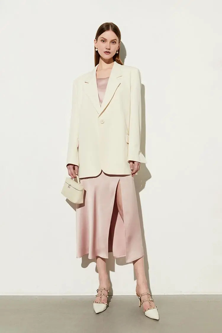 Square Neck Pink Slip Dress with Side Slit