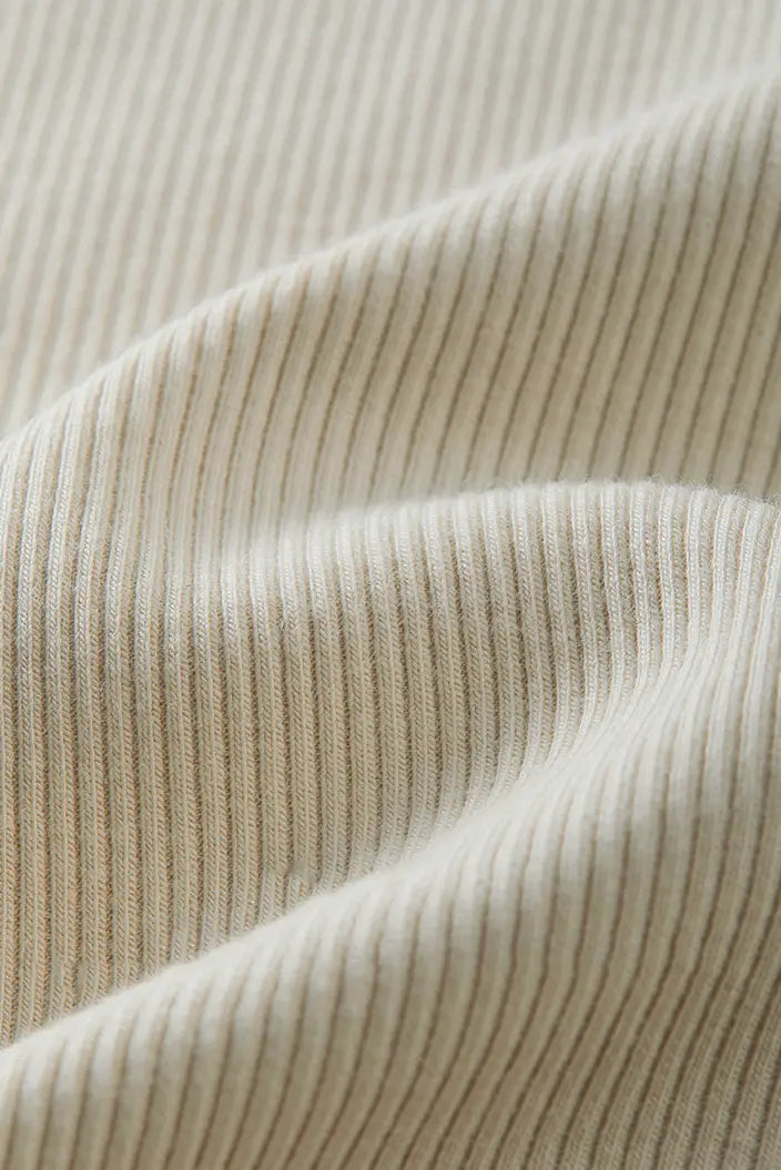 Stretchy Ribbed Crewneck Colorblock Cropped T-Shirt