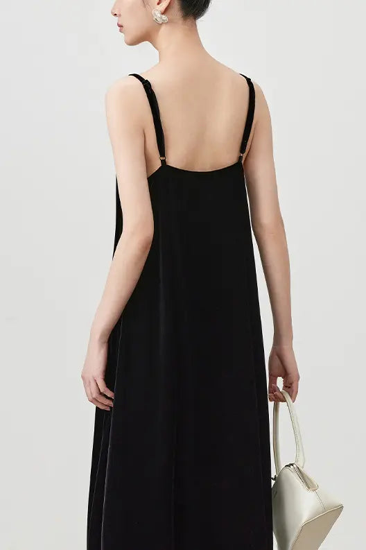 Summer Backless Silk Lined Velvet Slip Dress