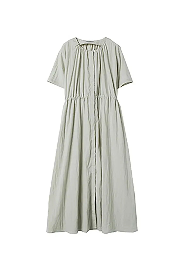 Summer Cinched Waist Midi Dress with Pockets