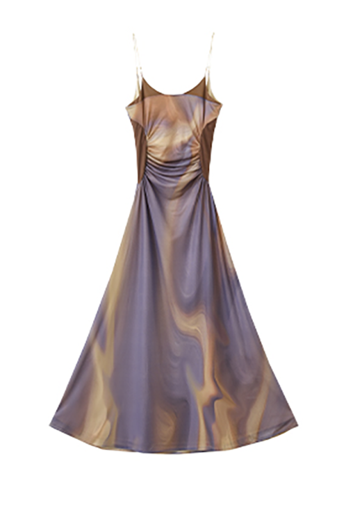 Tie Dye Spaghetti Strap Mesh Dress