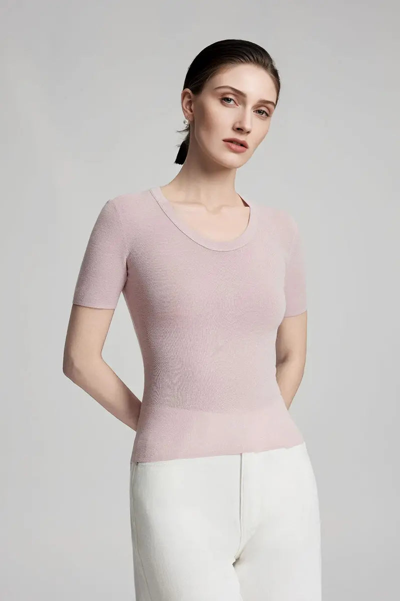 Ultrafine Wool U-Neck Sweater T-Shirt