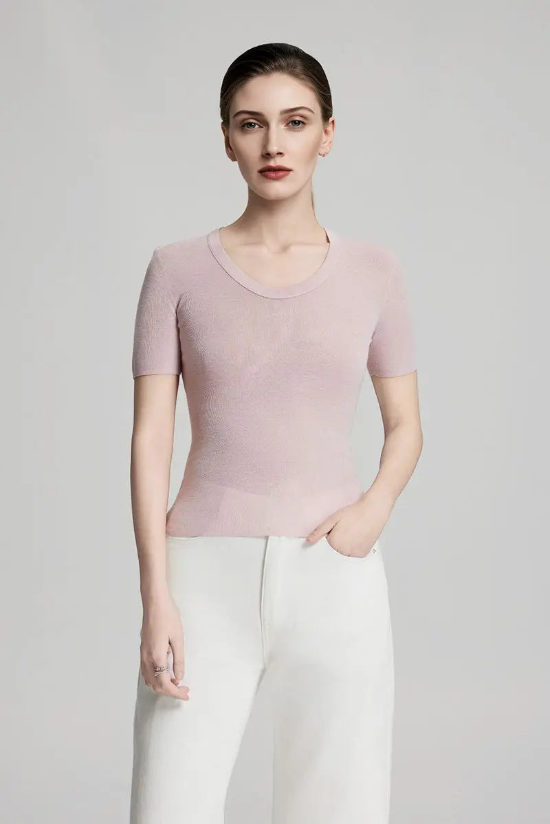 Ultrafine Wool U-Neck Sweater T-Shirt