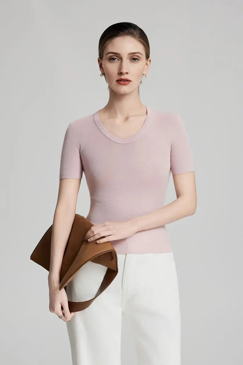Ultrafine Wool U-Neck Sweater T-Shirt