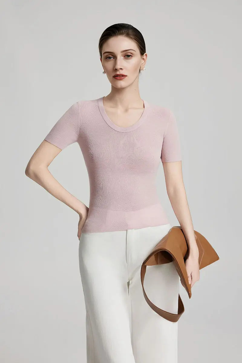 Ultrafine Wool U-Neck Sweater T-Shirt