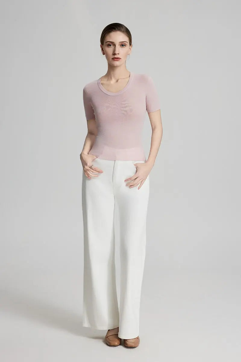 Ultrafine Wool U-Neck Sweater T-Shirt