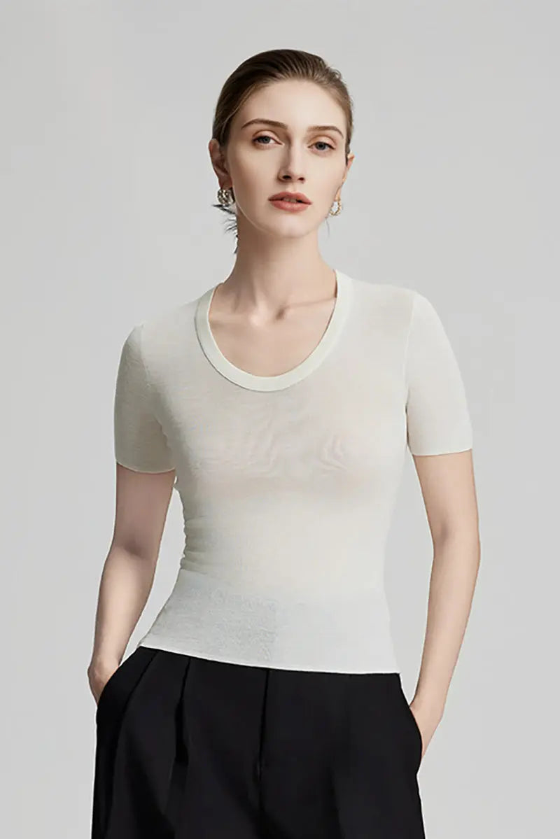 Ultrafine Wool U-Neck Sweater T-Shirt
