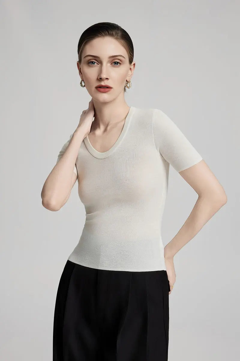 Ultrafine Wool U-Neck Sweater T-Shirt