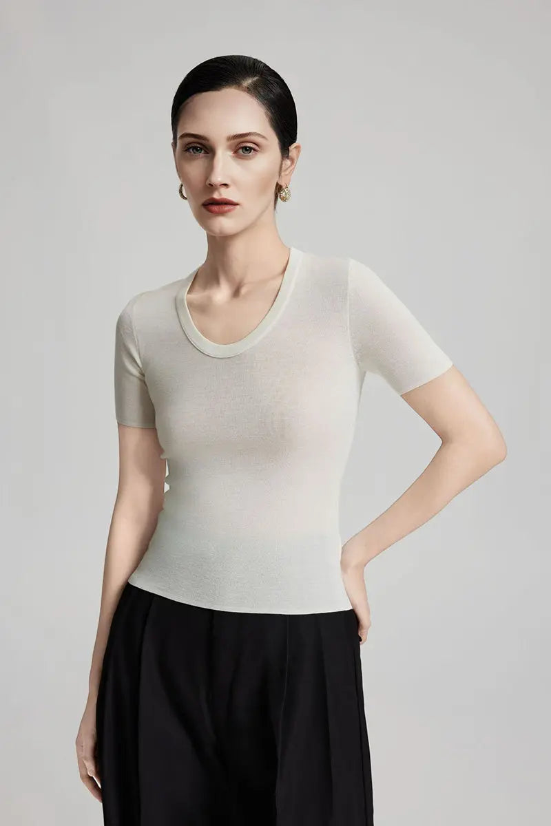 Ultrafine Wool U-Neck Sweater T-Shirt