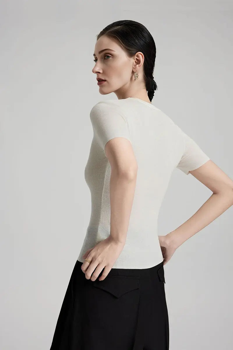 Ultrafine Wool U-Neck Sweater T-Shirt